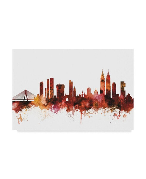 Michael Tompsett Mumbai Skyline India Bombay Red Canvas Art - 15" x 20"