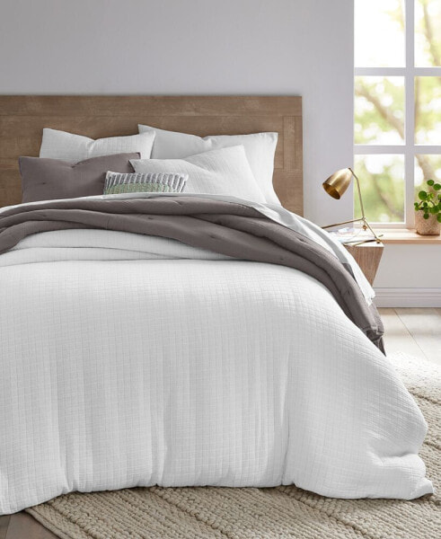 Organic Cotton Check Matelassé 2-Pc. Duvet Cover Set, Twin, Created for Macy's