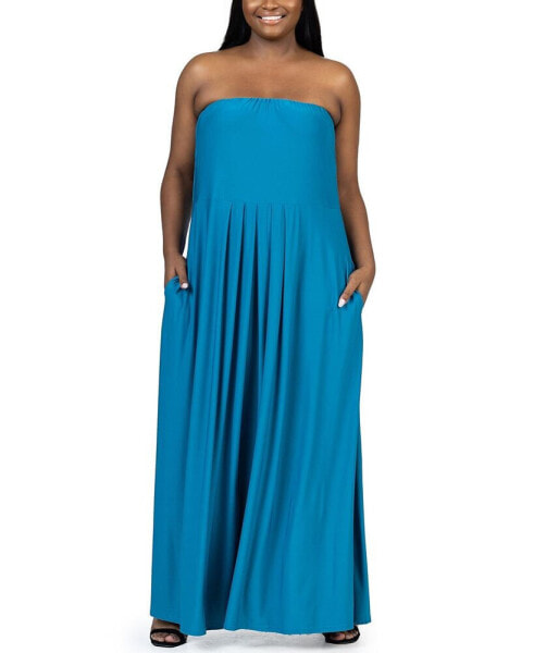 Plus Size Strapless Maxi Dress with Pockets