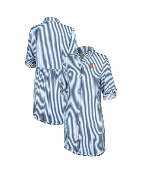 Women's White/Blue San Francisco Giants Chambray Stripe Button-Up Dress