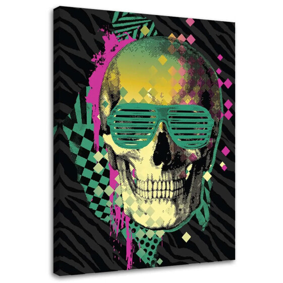 Wandbild Totenkopf Brille Pop Art