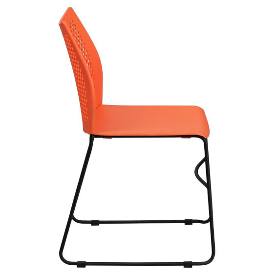 Hercules Series 661 Lb. Capacity Orange Sled Base Stack Chair With Air-Vent Back