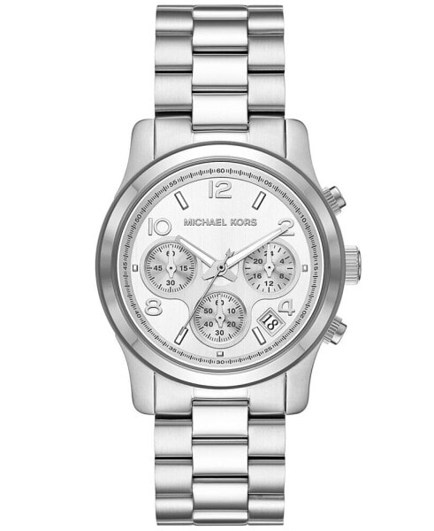 Women's Runway Chronograph Silver-Tone Stainless Steel Bracelet Watch, 38mm