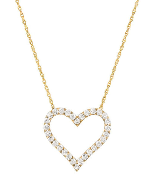 Diamond Heart Pendant Necklace (1/2 ct. t.w.) in 14k White or Yellow Gold, WEAR IT BOTH WAYS