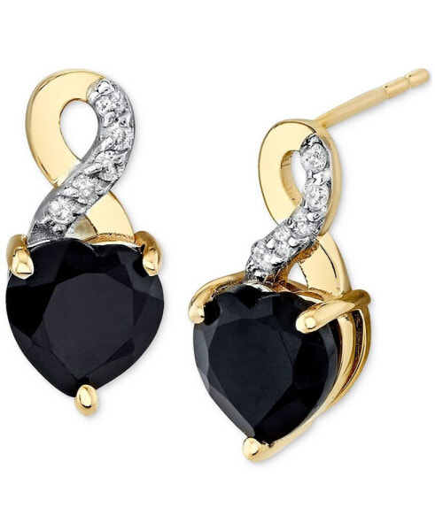 Серьги Macy's Onyx & Diamond Heart