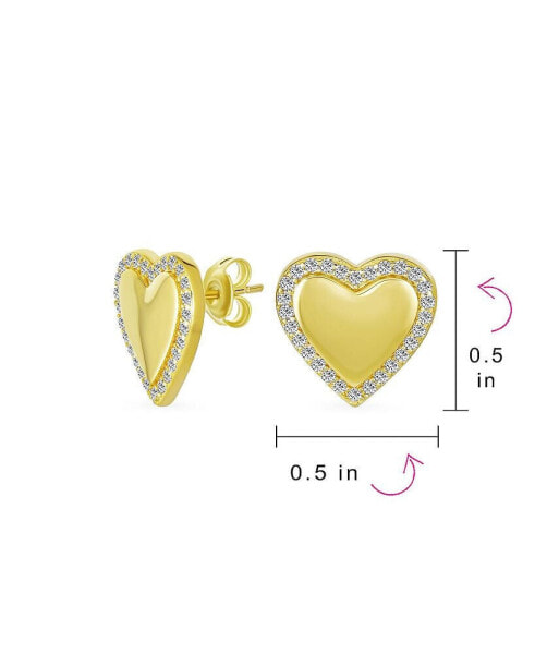 Personalized Initial Letter A-Z Minimalist Alphabet Initials Heart Shaped Stud Earrings Girlfriend Yellow 14K Gold Plated Sterling Silver