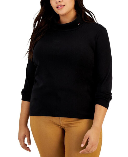 Plus Size Long Sleeve Knit Turtleneck Top