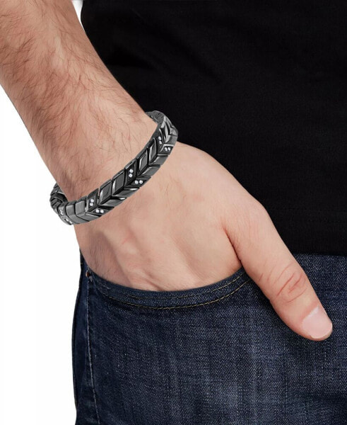 Men's Cubic Zirconia Chevron Link Bracelet in Stainless Steel