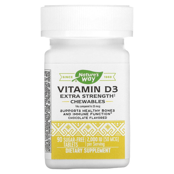 Vitamin D3, Extra Strength, Chocolate, 50 mcg (2,000 IU), 90 Sugar-Free Tablets