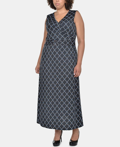 Plus Size Printed Wrap-Front Maxi Dress