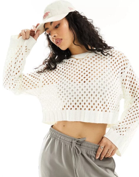 ONLY open knit crochet top in cream