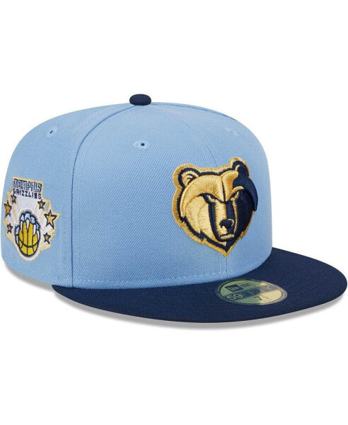 Men's Light Blue, Navy Memphis Grizzlies Gameday Gold Pop Stars 59FIFTY Fitted Hat