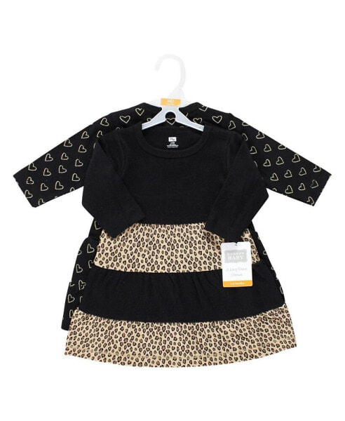 Child Girl Cotton Dresses, Leopard Gold Heart