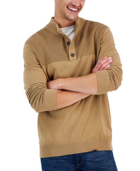 Men's Button Mock Neck Sweater, Created for Macy's