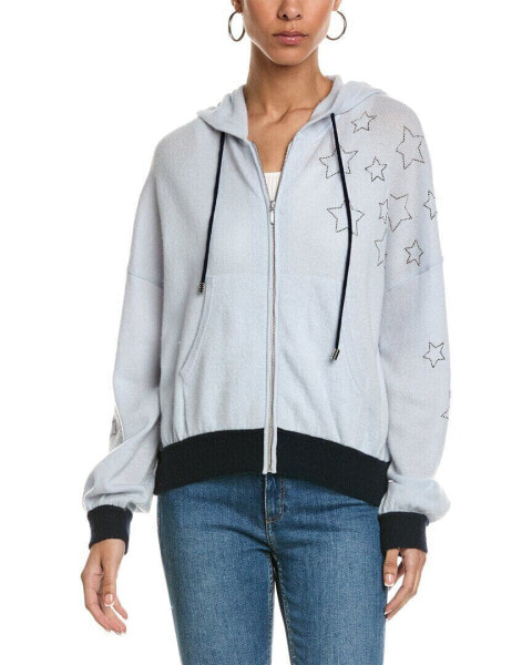 Brodie Cashmere Hot Fix Star Cashmere Zip Hoodie Women's