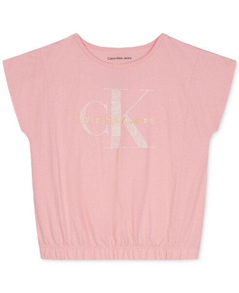 Big Girls Overlap Striped Monogram Top