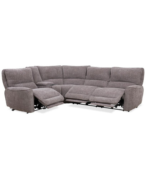 Deklyn 116" 5-Pc. Zero Gravity Fabric Sectional with 3 Power Recliners & 1 Console, Created for Macy's