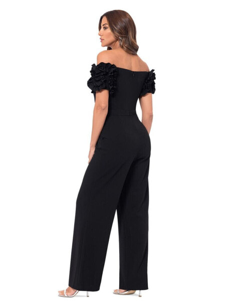 Women's Ruffled Off-The-Shoulder Straight-Leg Jumpsuit