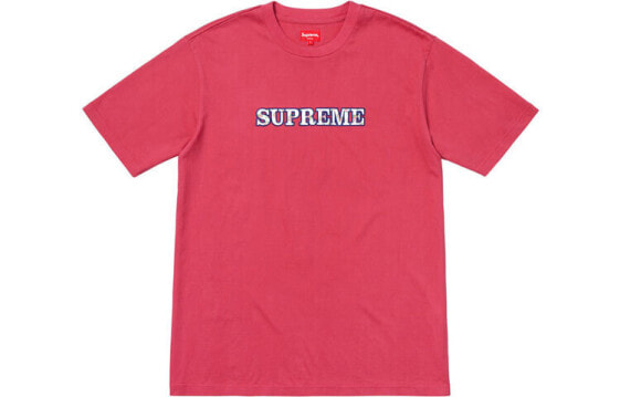 Supreme FW18 Floral Logo Tee Dusty Red 花卉Logo印花短袖T恤 男女同款 玫红色 / Футболка Supreme FW18 Floral Logo Tee Dusty Red LogoT SUP-FW18-314