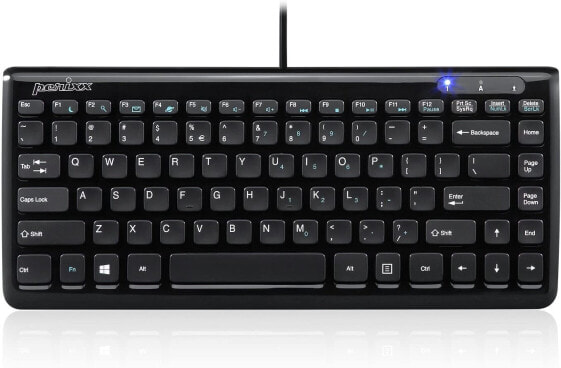 Perixx 10789 PERIBOARD-407B Mini Tastatur, USB, QWERTY US Englishes Layout, Schwarz, 320 x 142 x 25 mm