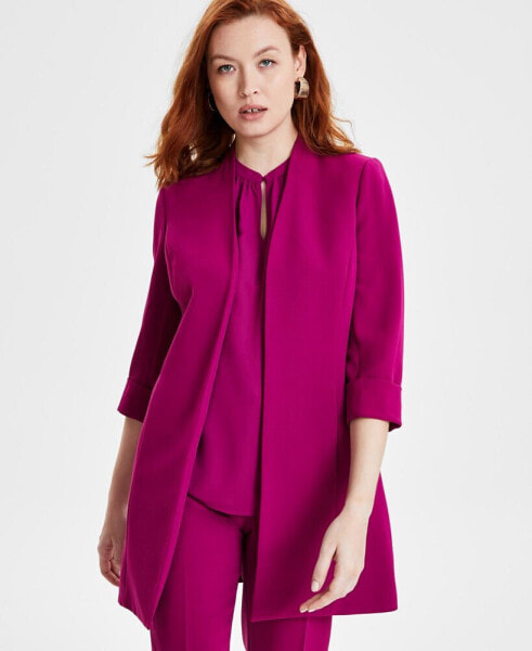 Petite Open-Front Crepe Topper Jacket