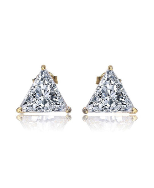 Sterling Silver Cubic Zirconia Large Triangle Earrings