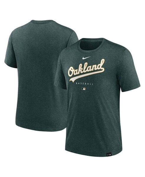 Футболка Nike мужская зеленая "Oakland Athletics" из коллекции Early Work Tri-Blend Performance.