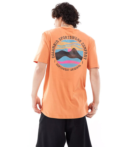 Columbia Rollingwood back print t-shirt in orange Exclusive at ASOS