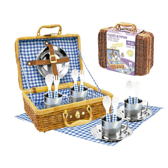 TACHAN Set Picnic Vichy In Wicker Basket