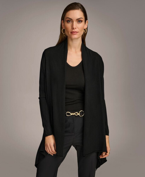 Women's Long-Sleeve Drape-Front Cardigan