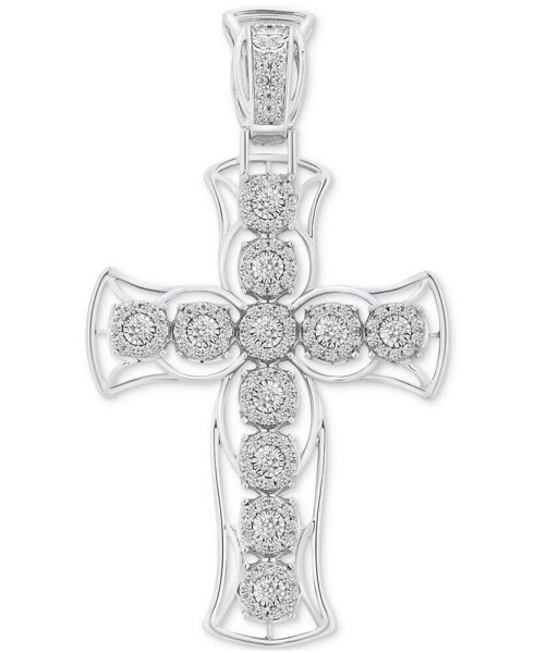 Men's Diamond Cross Openwork Pendant (5 ct. t.w.) in 10k White Gold