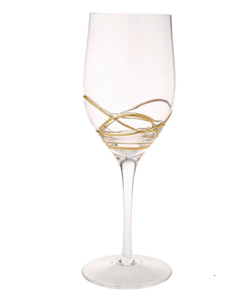 Vivid Wine Glasses With 14K Gold Swirl Design