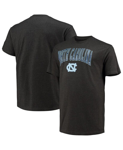 Men's Heathered Charcoal North Carolina Tar Heels Big and Tall Arch Over Wordmark T-shirt