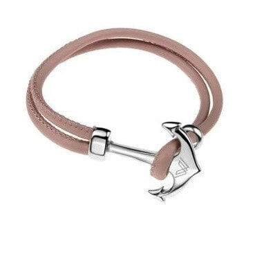 Pink leather bracelet with steel anchor VB1074S