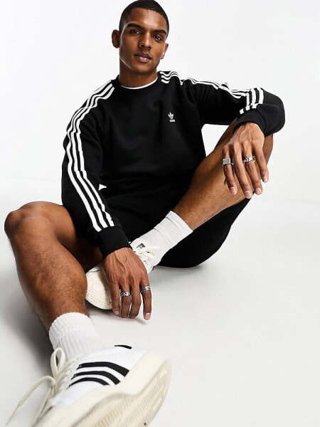 adidas Originals adicolor three stripe sweatshirt in black