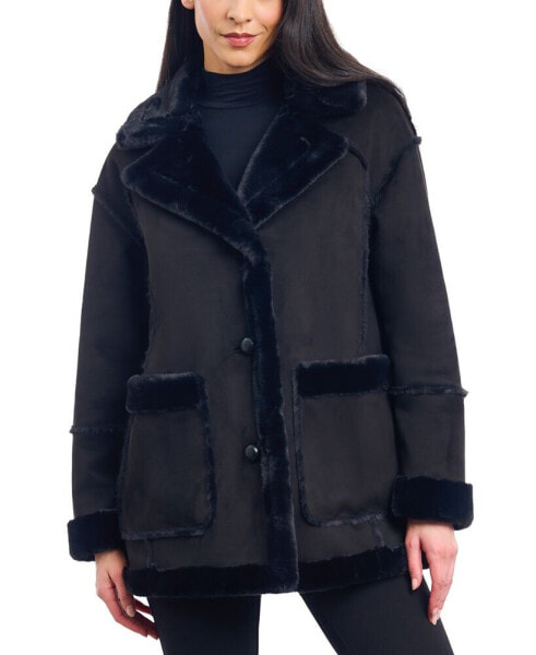 Women's Faux-Shearling Patch Pocket Coat