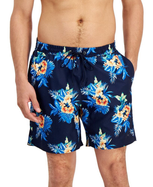 Men's Afelo Floral-Print Quick-Dry 7" Swim Trunks, Created for Macy's