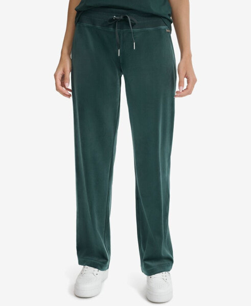 Women's Velour Wide-Leg Pants