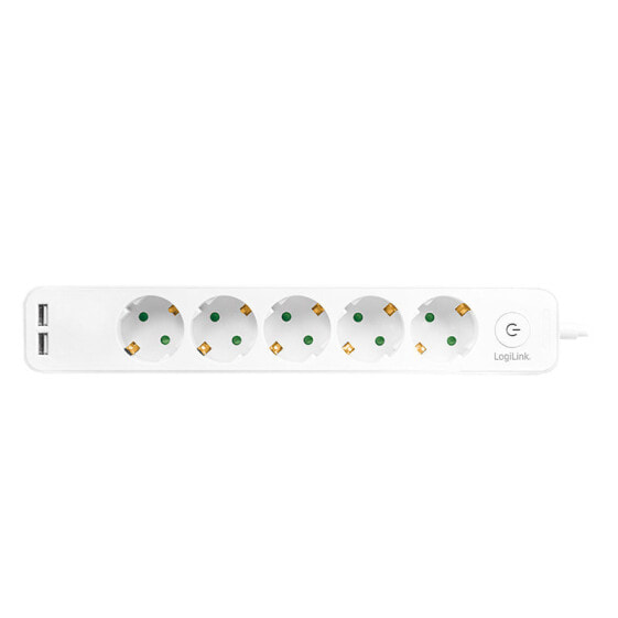 LogiLink LPS249U - 1.5 m - 5 AC outlet(s) - Indoor - IP20 - White - 250 V