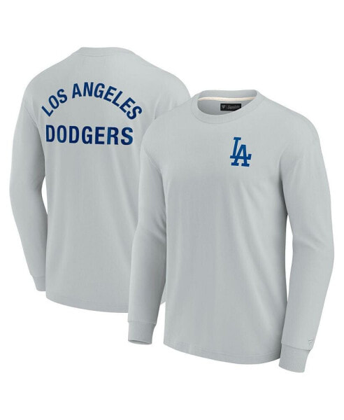 Men's and Women's Gray Los Angeles Dodgers Super Soft Long Sleeve T-shirt