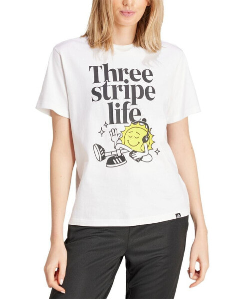 Women's Three-Stripe Life Graphic-Print T-Shirt