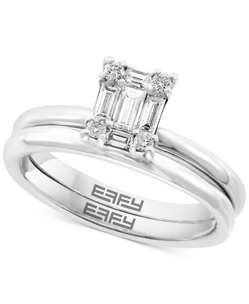 EFFY® Diamond Emerald Cluster Bridal Set (3/8 ct. t.w.) in 14k White Gold