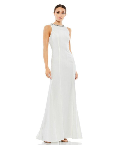 Women's Ieena Embellished Neck Trumpet Gown