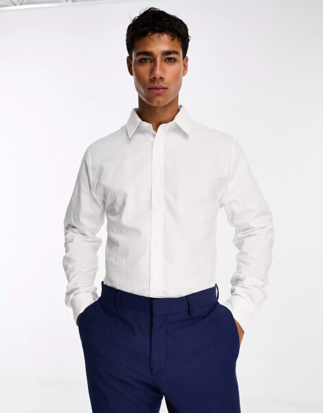 Ben Sherman long sleeve formal oxford shirt in white