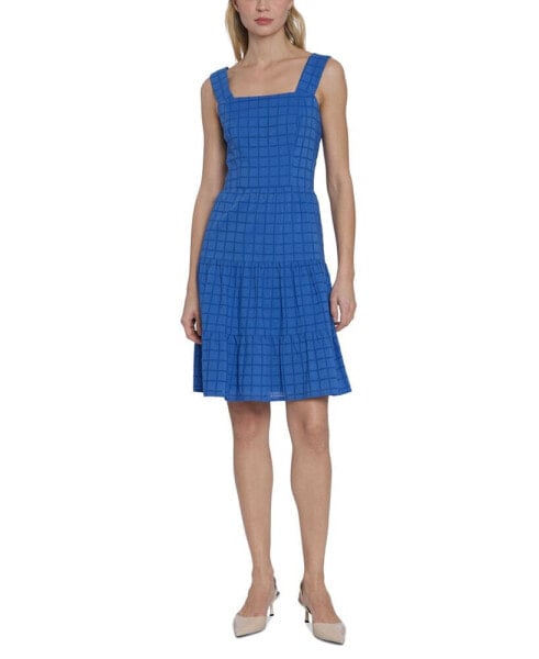 Women's Eyelet-Pattern Square-Neck Dress