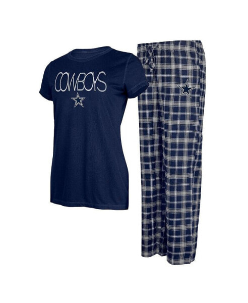 Women's Navy, Gray Dallas Cowboys Arctic T-shirt and Flannel Pants Sleep Set