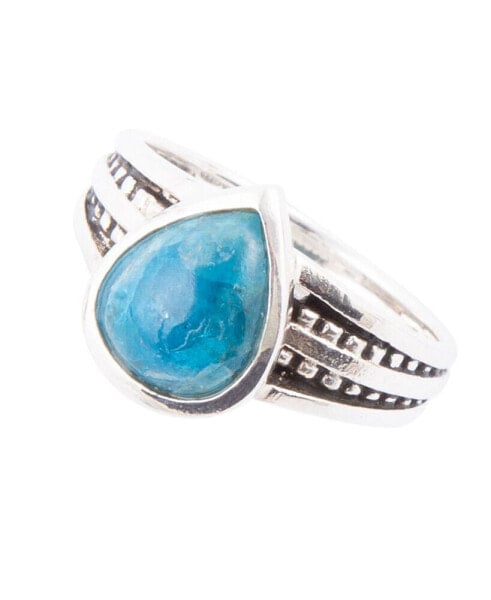 Astro Genuine Blue Apatite Teardrop Sterling Silver Ring