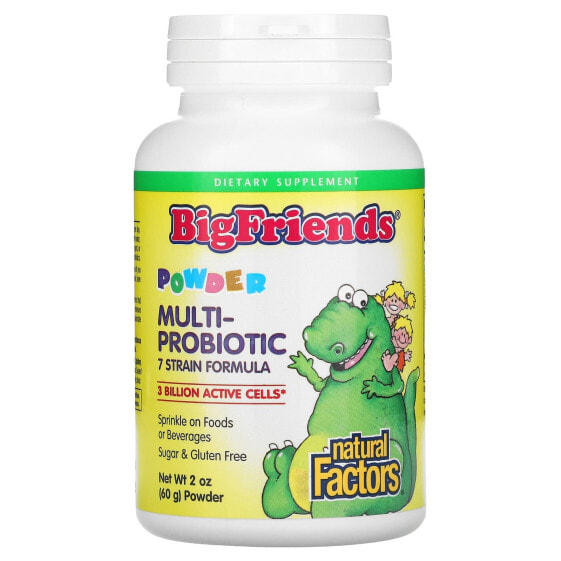 Пробиотик для детей Natural Factors BigFriends, Мультивитамины, Порошок, 3 миллиарда, 60 г