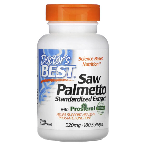 Витамины Доктор Бест Saw Palmetto, стандартизированный экстракт, 320 мг, 180 капсул.