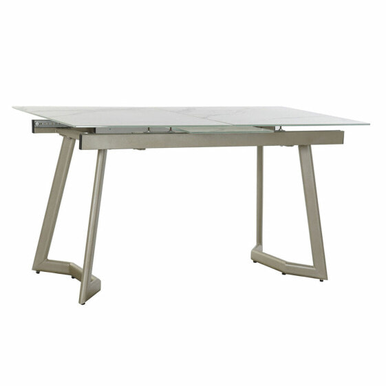 Обеденный стол DKD Home Decor Стеклянный Позолоченный Металл Белый (140 x 80 x 76 cm)